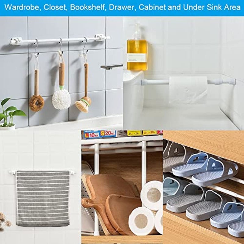 Blu-Pier Tech 2 Pack Spring Tension Curtain Rods 18 to 28 inches Adjustable,Small Short Kitchen Curtains Rod,No Drilling,No Screws for Windows,Doorway,Bathroom White - Image 5